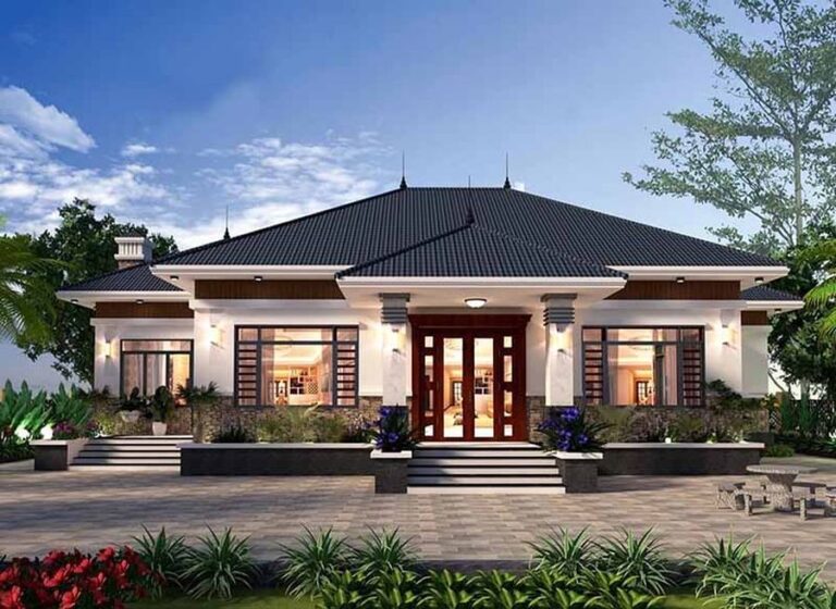 Hình minh họa thiết kế biệt thự mái Nhật một tầng